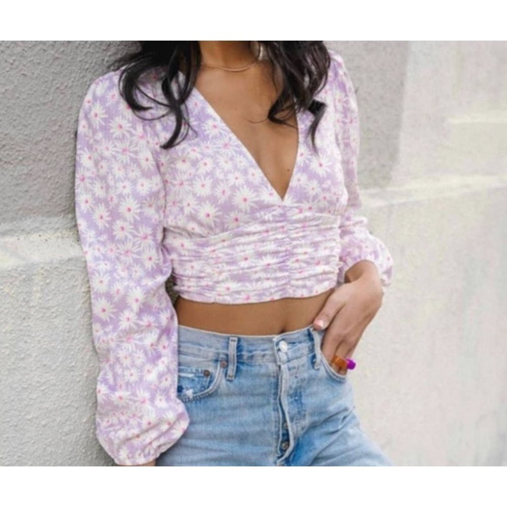Elodie Womens Floral Long Sleeve Top Size L